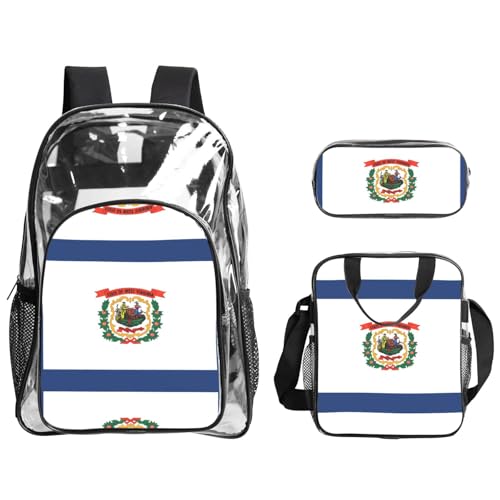 QHZLY Transparentes PVC-Rucksack mit West-Virginia-Flagge, Federmäppchen, leicht und langlebig QHZLY Transparentes PVC-Rucksack mit West-Virginia-Flagge, Federmäppchen, leicht und langlebig von QHZLY