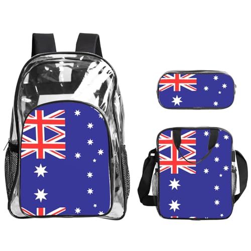 QHZLY Transparentes PVC-Rucksack mit australischer Flagge, Federmäppchen, leicht und langlebig von QHZLY