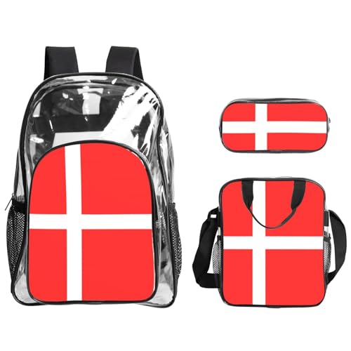 QHZLY Transparentes PVC-Rucksack mit dänischer Flagge von Dänemark, leicht und langlebig von QHZLY