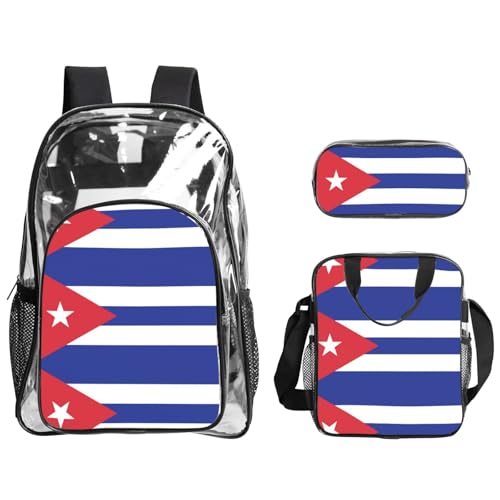QHZLY Transparentes PVC-Rucksack mit kubanischer Flagge, Federmäppchen, leicht und langlebig von QHZLY