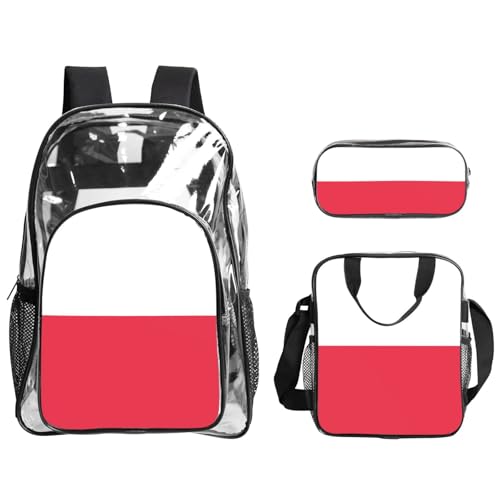 QHZLY Transparentes PVC-Rucksack mit polnischer Flagge, Federmäppchen, leicht und langlebig von QHZLY