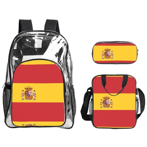 QHZLY Transparentes PVC-Rucksack mit spanischer Flagge, Federmäppchen, leicht und langlebig QHZLY Transparentes PVC-Rucksack mit spanischer Flagge, Federmäppchen, leicht und langlebig von QHZLY