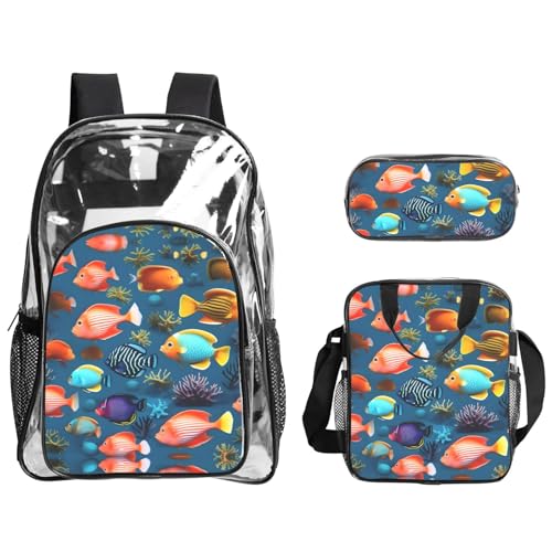 QHZLY Transparentes PVC-U-Boot-Rifffisch-Rucksack, Lunch-Tasche, Federmäppchen-Set, leicht und langlebig QHZLY Transparentes PVC-U-Boot-Rifffisch-Rucksack, Lunch-Tasche, Federmäppchen-Set, leicht und langlebig von QHZLY