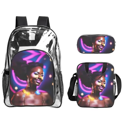 QHZLY Transparentes PVC a Performer's Glow Rucksack Lunchtasche Federmäppchen Set, leicht und langlebig von QHZLY