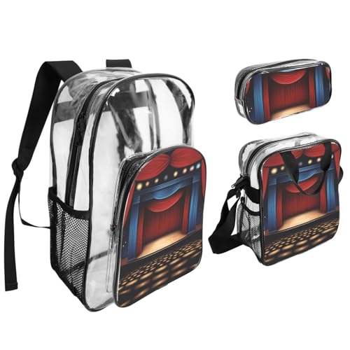 QHZLY Transparentes PVC a Stage Magic Rucksack Lunchtasche Federmäppchen Set, leicht und langlebig von QHZLY