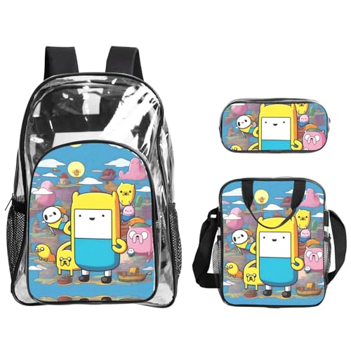 QHZLY Transparentes PVC an Adventure Plan Rucksack Lunchtasche Federmäppchen Set, leicht und langlebig von QHZLY
