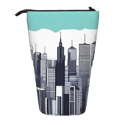 QHZLY Verstellbares Federmäppchen im Stadtbild mit Reißverschluss, tragbare große Kapazität für Schreibwaren von QHZLY