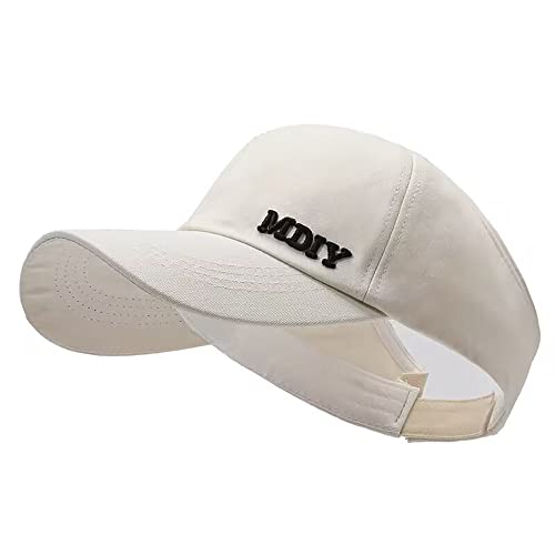 QI YUAN Baseball Cap Damen Sommer mit Pferdeschwanz Kappe Empty Top Schirmkappe Sport Visoren mit Klettverschluss (Beige) von QI YUAN