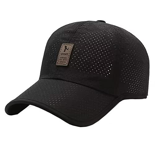 QI YUAN Dünn Sommer Cap Herren Leicht Schnelltrocknend Mesh Baseball Cap Basecap Atmungsaktive Kappe (Schwarz) von QI YUAN