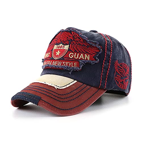 QI YUAN Vintage Kappe Basecap Herren Baumwoll Distressed Sport Freizeit Cap Mütze Verstellbar (Blau-a) von QI YUAN