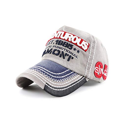 QI YUAN Vintage Kappe Basecap Herren Baumwoll Distressed Sport Freizeit Cap Mütze Verstellbar (Grau-b) von QI YUAN