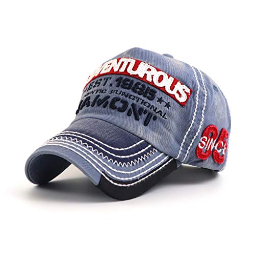 QI YUAN Vintage Kappe Basecap Herren Baumwoll Distressed Sport Freizeit Cap Mütze Verstellbar (Hellblau-b) von QI YUAN