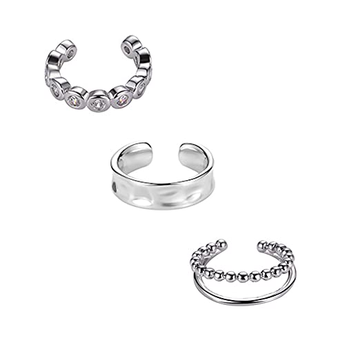 QIAMNI 3 Stück 925 Silber Ohrklemme Knorpel Clip für Frauen Mädchen kleine Kette Nicht Piercing Ohrringe Set Silber Hypoallergen (01#), Silber von QIAMNI