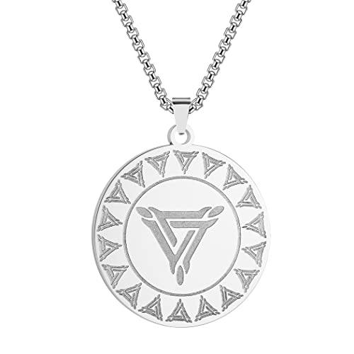 QIAMNI 316L Edelstahl Münzhalskette für Valknut Symbol Wikinger Anhänger/Wikinger Dreieck Anhänger/Wikinger Symbol Halskette Schmuck (Silber-) von QIAMNI