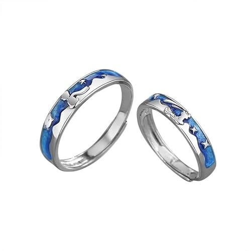 QIAMNI 925 Silber kleiner Prinz und Fuchs Paar Ring Persönlichkeit Mode verstellbare Ringe Cartoon Ring Schmuck für Sie und Ihn von QIAMNI