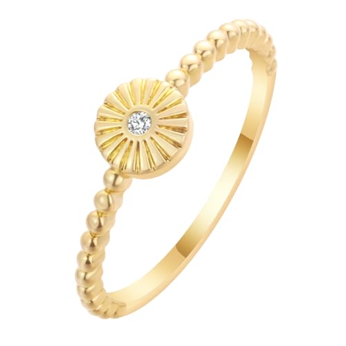 QIAMNI Boho-Sonnenring aus 14-karätigem Gold mit Perlenband von QIAMNI