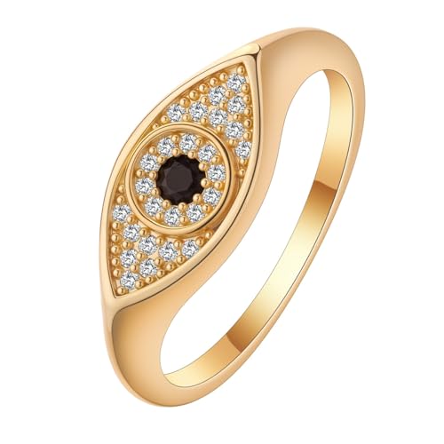 QIAMNI Damen Böser Blick Blauer Stein Design Ring Zarter Eleganter und Schützender Fingerring für Frauen von QIAMNI