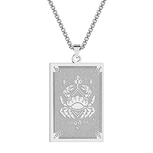 QIAMNI Edelstahl Sternzeichen Anhänger Halskette für Frauen Männer Krebs Sternzeichen Horoskop Kette Halskette Schmuck(Silver-2) von QIAMNI