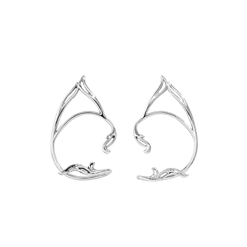 QIAMNI Einfache 2 Stück hohle Katze Ohr Manschette Ohrclips ohne Piercing Ohrring für Frauen Mädchen Schmuck (Silver) von QIAMNI