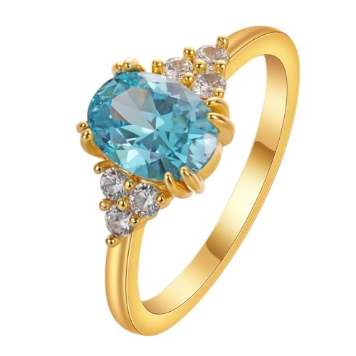 QIAMNI Marquise-Geburtsstein-Ring mit Zirkonakzenten von QIAMNI