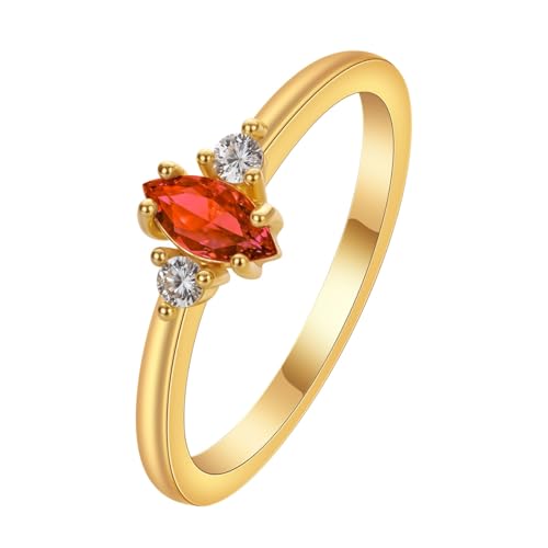 QIAMNI Marquise-Geburtsstein-Ring mit Zirkonakzenten von QIAMNI
