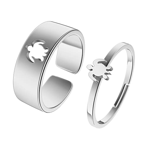 QIAMNI Meeresschildkröte Ring für Frauen Matching Promise Ring für Paare Edelstahl zierlich Gold Silber Ringe Schmuck Geschenk von QIAMNI