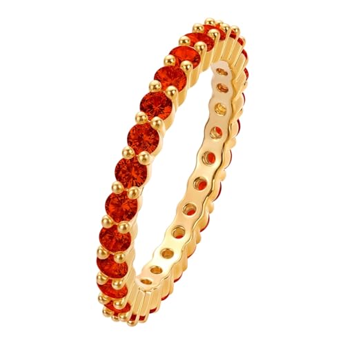 QIAMNI Stapelbarer Ewigkeitsring mit mehreren Zirkonia, Symbol der endlosen Liebe für Frauen als Geschenk, Messing, Zirkon von QIAMNI