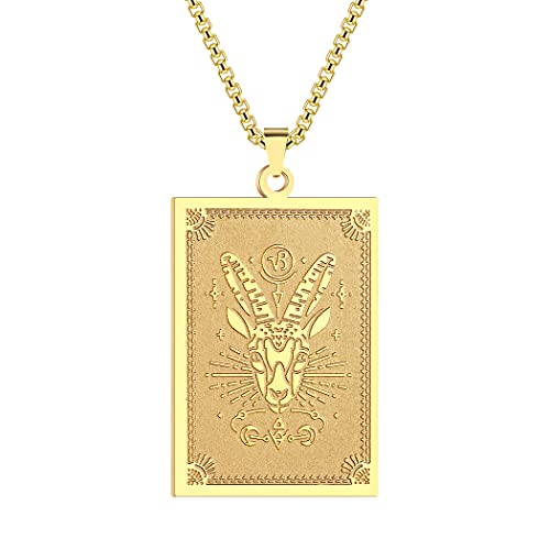 QIAMNI Vergoldeter Sternzeichen Anhänger Halskette für Frauen Männer Steinbock Sternbild Horoskop Anhänger Edelstahl Gliederkette Schmuck(Gold-5) von QIAMNI