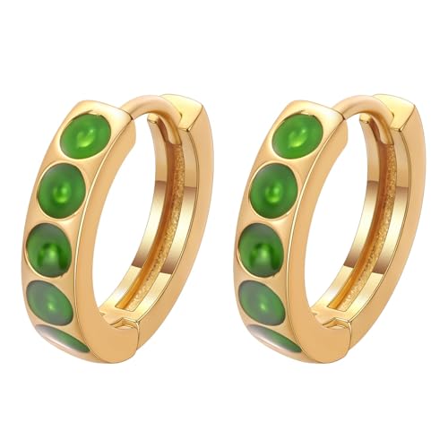 Zierliche grüne Emaille-Creolen – Geschenk im Nischen-Stil von QIAMNI