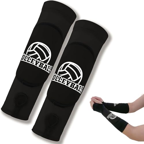 QIANCSJ Volleyball Armschoner Damen, Unterarmschoner Volleyball mit Anti-Rutsch Schutzpolster und Daumenloch, Elastische Volleyball Armmanschetten für Volleyball-Schutz, Arm Schutz Zubehör von QIANCSJ