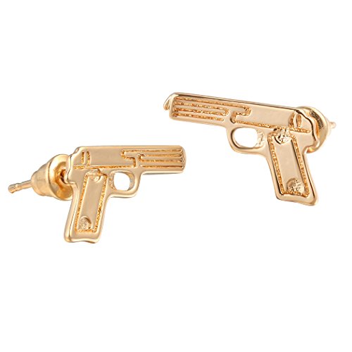 Gold Gun Ohrringe für Frauen Mädchen Cool 925 Silber Schmuck Nice Geschenk Ohrstecker Herren Ohrringe von QIANDI