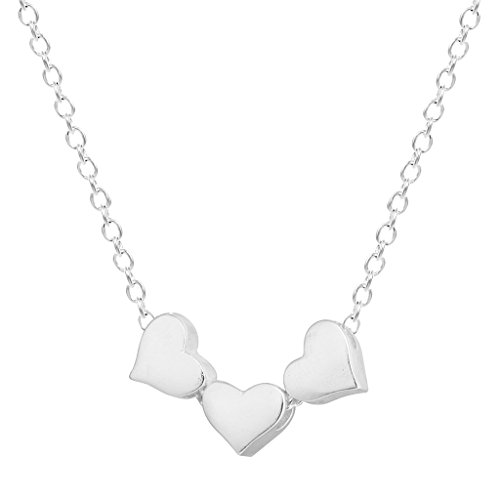Halskette mit drei Herzen, minimalistisch, für Damen, 925er Sterlingsilber, Accessoire, Halskette von QIANDI