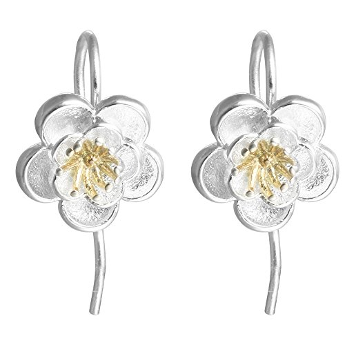 Mädchen Hochzeit Geschenk 925 Sterling Silber Damen Ohrringe Blume Nachahmung Perle Piercing baumeln Ohrring von QIANDI