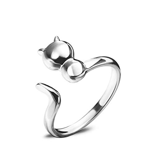 QIANDI Niedlicher Katzenschwanz, offener Ring für Frauen und Mädchen, minimalistischer Schmuck, 925er Sterlingsilber von QIANDI