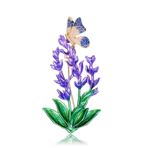 Lanling Blume Emaille Lavendel Schmetterling Brosche Sanft Damen Kleidung Tier Brust Blume Zubehör Pin, Stein Glas Stein: Emaille Glas, Zirkonia Achat Obsidian von QIANGYTHENKO