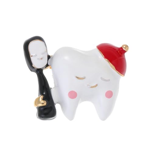 Niedliche kleine Zahnbürsten-Brosche, kreatives Design, Frauen-Brustblumen-Accessoire für den täglichen Gebrauch auf Partys, Stein Glas Stein: Emaille Glas, Zirkonia Achat Obsidian von QIANGYTHENKO