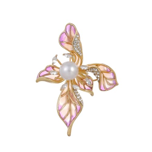 Pearl Iris Blume Brosche Damen Brust Blume Cardigan Pullover Festes Zubehör für Cafés Partys, Stein Glas Stein: Emaille Glas, Zirkonia Achat Obsidian von QIANGYTHENKO