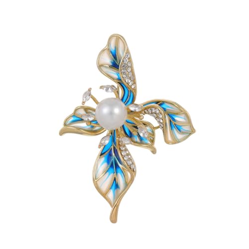 Pearl Iris Blume Brosche Damen Brust Blume Cardigan Pullover Festes Zubehör für Cafés Partys, Stein Glas Stein: Emaille Glas, Zirkonia Achat Obsidian von QIANGYTHENKO