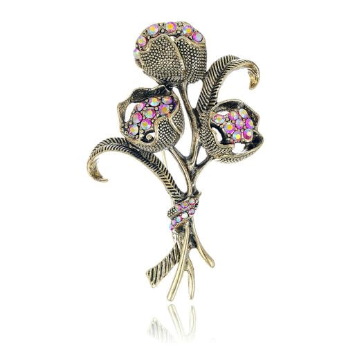 Rose Blume Brosche Damen Kleid Zubehör Brust Blume Pin, Stein Glas Stein: Emaille Glas, Zirkonia Achat Obsidian Rose Blume Brosche Damen Kleid Zubehör Brust Blume Pin, Stein Glas Stein: Emaille Glas, Zirkonia Achat Obsidian von QIANGYTHENKO