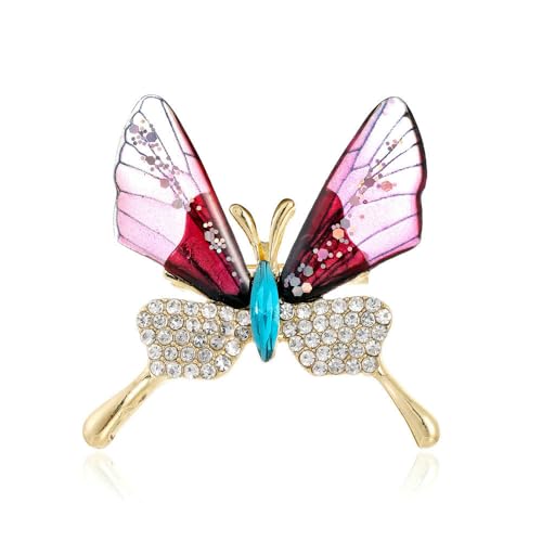 Schmetterling Brosche Tier Brust Blume Damen Accessoire Acryl Transparent Kleidung Pin, Stein Glas Stein: Emaille Glas, Zirkonia Achat Obsidian von QIANGYTHENKO