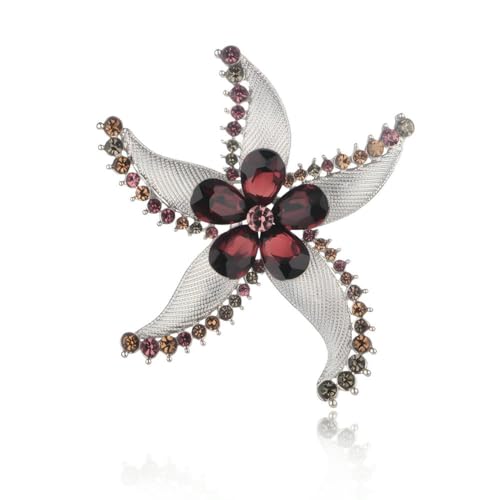 Seestern Brosche Damen Brust Blume Design Pin Zubehör für Strand Outfits Alltag Party Dating, Stein Glas Stein: Emaille Glas, Zirkonia Achat Obsidian von QIANGYTHENKO