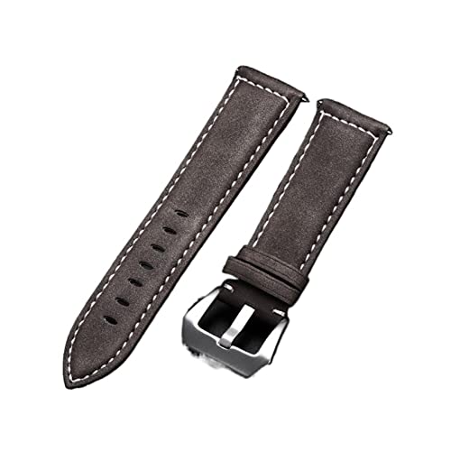 QIANHUI Leder Uhrenbandarmband schwarz blau brauner Vintage Matte Watchgurt for Frauen Männer 18mm 20 mm 22 mm 24mm Handgelenk Band (Color : Dark brown, Size : 18mm) von PLACKE