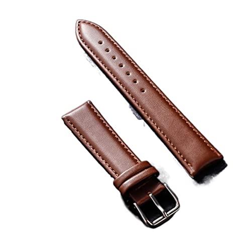 QIANHUI Leder Watchband Soft Material Uhrenband Handgelenksgurt 12 14 16 18 20 21 22 mm mit silbernen Farbe Edelstahlschnalle (Color : Brown, Size : 18mm) von QIANHUI
