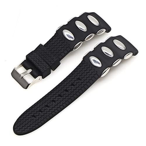 QIANHUI Silikon Watchband 20mm 22 mm 24 mm 26 mm Metall Einbettung wasserdichtes schwarzes Gummi -Ersatz Armband Bandband Accessoires (Color : 2, Size : 22mm) von QIANHUI