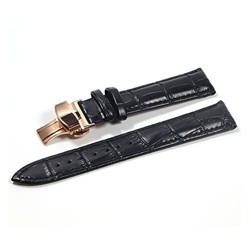 QIANHUI Watchband Lederriemen Riemen Uhrengurt Schmetterling Schnalle Accessoires Gürtel 18mm 20 mm 22 mm 24 mm (Color : Black-RG, Size : 14mm) von QIANHUI