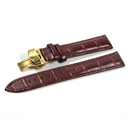 QIANHUI Watchband Lederriemen Riemen Uhrengurt Schmetterling Schnalle Accessoires Gürtel 18mm 20 mm 22 mm 24 mm (Color : Brown-G, Size : 12mm) von QIANHUI