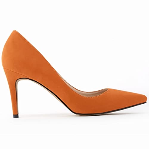 QIANKUN Sexy High Heels Damen High Heels Mode Spitze Zehen Damenschuhe Elegant Schwarz Rot Arbeit Hochzeit High Heels Plus Size-Orange,38 von QIANKUN