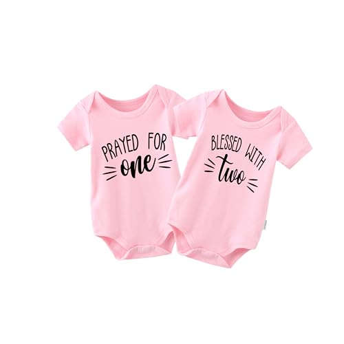 QIANWANYI Baby Zwillinges Baby Bodys With Two For One Neugeborenen Strampler Jungen Mädchen Geschenk Zwillinge Babybekleidung(rosa One 3m) von QIANWANYI