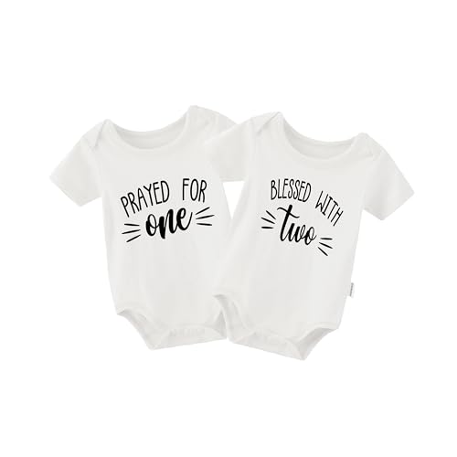 QIANWANYI Baby Zwillinges Baby Bodys With Two For One Neugeborenen Strampler Jungen Mädchen Geschenk Zwillinge Babybekleidung(weiß One 3m) von QIANWANYI