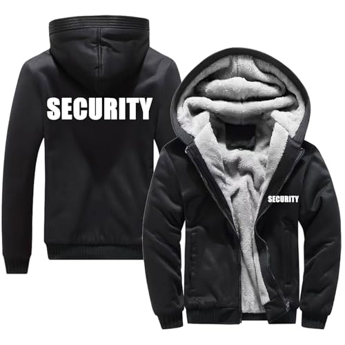 QIANYIFU Warme Hoodies für Herren von S.EC.URI.TY Kapuzen-Sweatshirt Herbst-/Winterjacke Fleece-Mantel mit Fellfutter Oberbekleidung mit durchgehendem Reißverschluss Black-1 XL von QIANYIFU